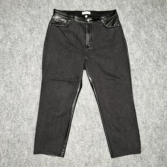 Abercrombie & Fitch Denim - Abercrombie & Fitch‎ Ultra High Rise Ankle Straight Jeans Faux Leather 34/18R